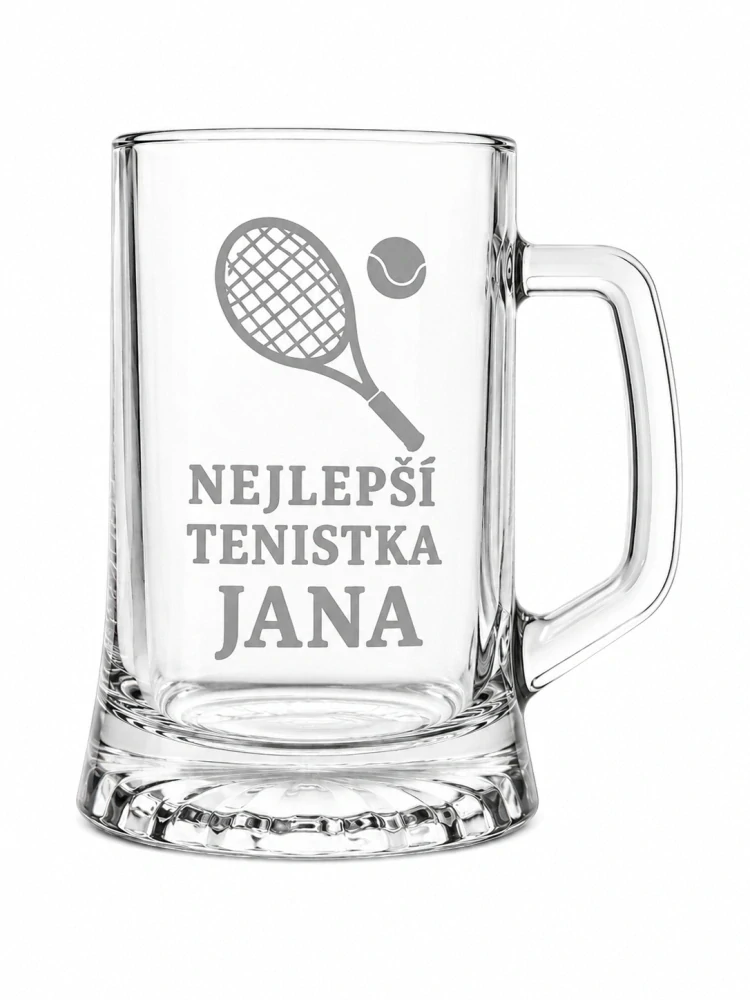 Půllitr s pískovaným motivem "Nejlepší tenistka"