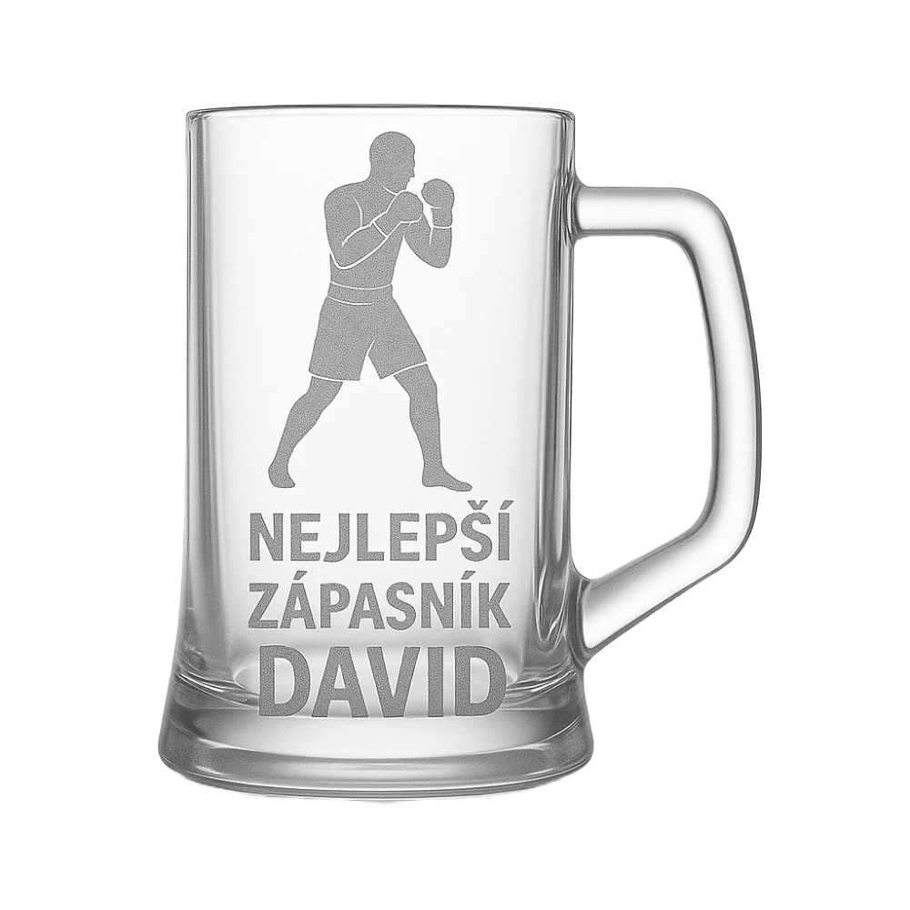 Půllitr s pískovaným motivem "Nejlepší zápasník"