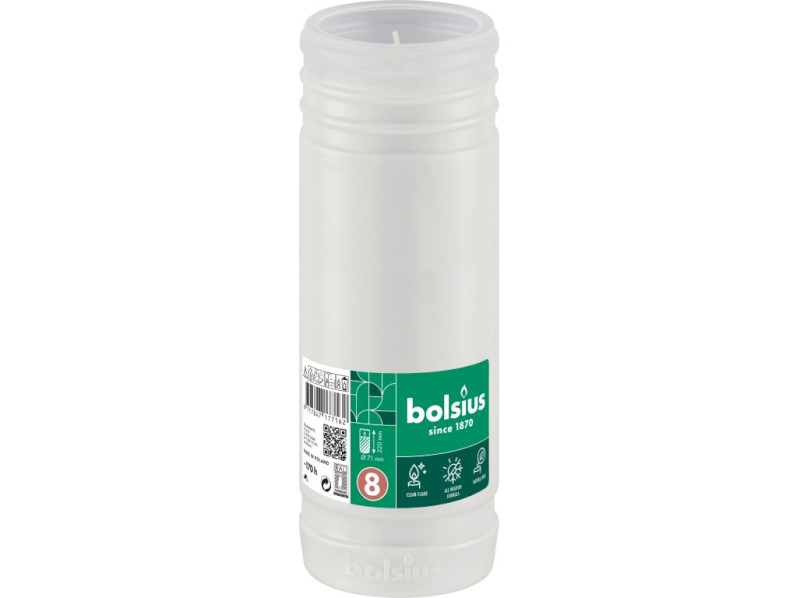Bolsius parafínový vklad 71x220 mm 170h. bílá bez víčka č.43