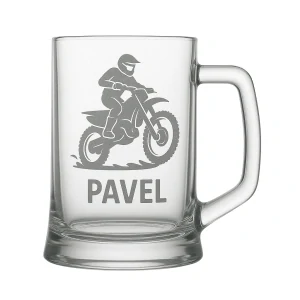 Půllitr s pískovaným motivem "motorka"