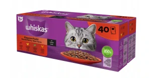 WHISKAS mokré krmivo pro kočky hovězí kuřecí jehněčí drůbeží v omáčce 40x85