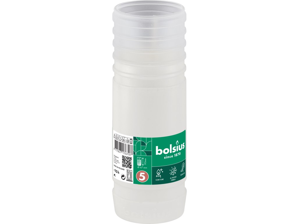 Bolsius parafínový vklad 67x195 mm 113h. bílá bez víčka č.42