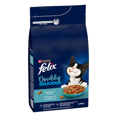 FELIX Doubly Delicious Adult 1,4kg granule s lososem a mořskou rybou pro kočky