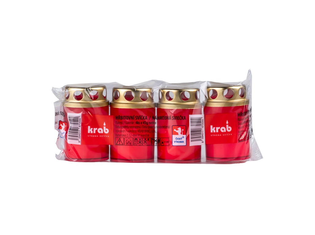 Bedronka lisované svíčky 62g 14h. 4 ks červené