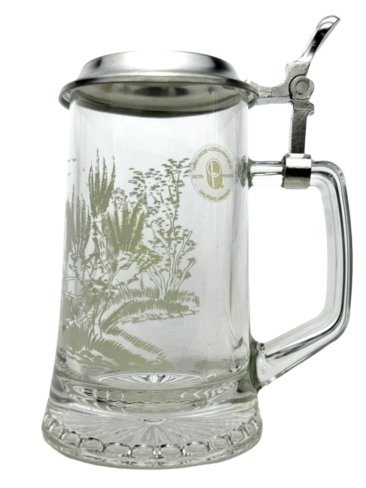 Korbel s motivem koně – skleněný s cínovým víčkem 0,4 l