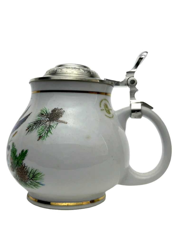 Porcelánový cibulák s motivem zvířat s cínovým víčkem
