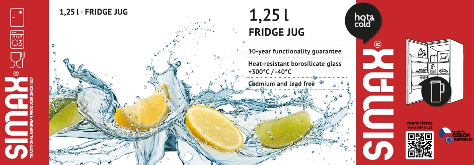 Simax Skleněný Džbán Fridge Jug s víčkem
