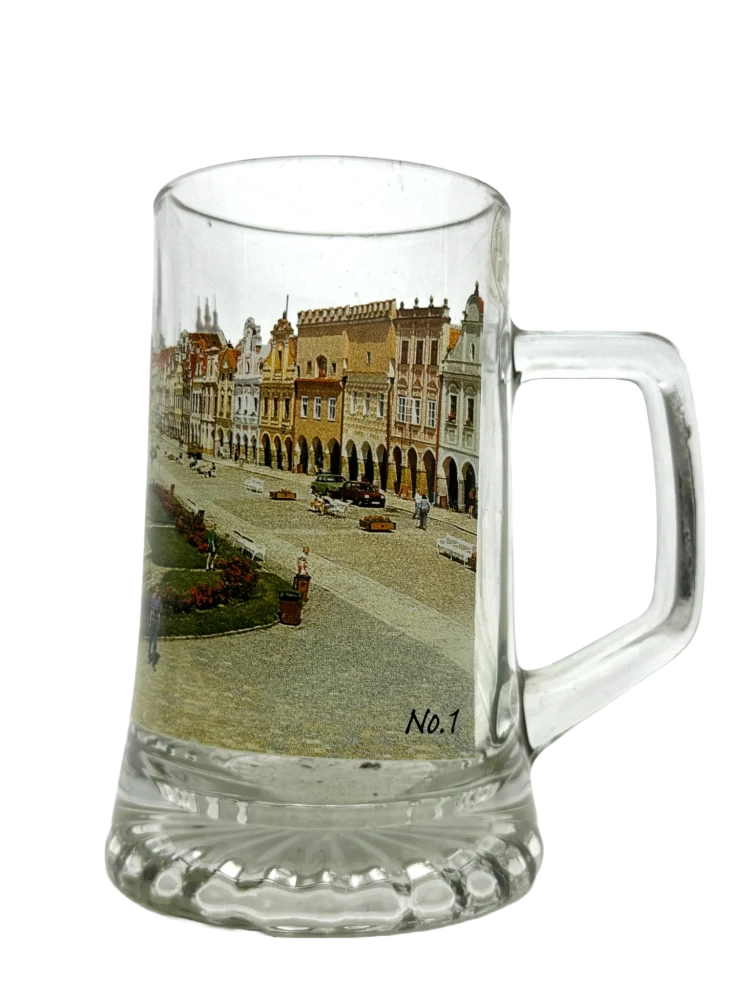 Korbel s motivem Telče – skleněný s cínovým víčkem 0,4 l