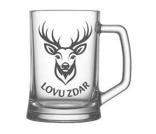 Půllitr s pískovaným motivem "Lovu zdar"