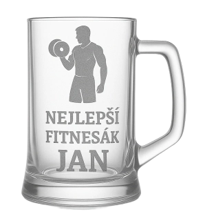 Půllitr s pískovaným motivem Nejlepší fitnesák