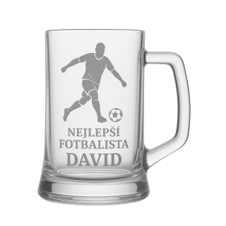 Půllitr s pískovaným motivem Nejlepší fotbalista