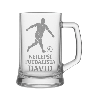 Půllitr s pískovaným motivem Nejlepší fotbalista