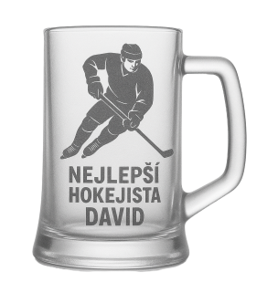 Půllitr s pískovaným motivem "Nejlepší hokejista"