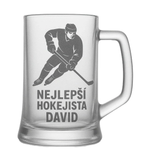 Půllitr s pískovaným motivem "Nejlepší hokejista"
