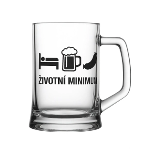 Půllitr s pískovaným motivem životní minimum