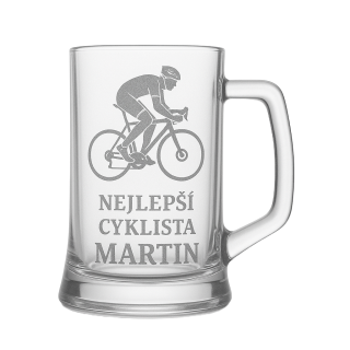 Půllitr s pískovaným motivem "Nejlepší cyklista"