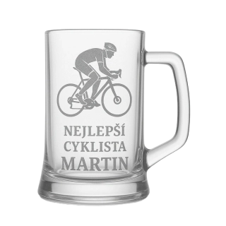 Půllitr s pískovaným motivem "Nejlepší cyklista"