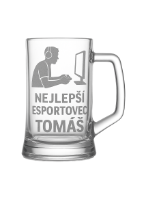 Půllitr s pískovaným motivem "Nejlepší esportovec"