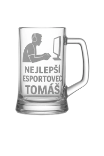 Půllitr s pískovaným motivem "Nejlepší esportovec"