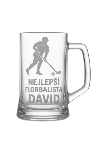 Půllitr s pískovaným motivem "Nejlepší florbalista"
