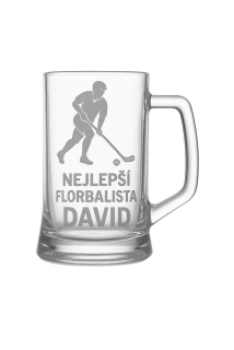 Půllitr s pískovaným motivem "Nejlepší florbalista"