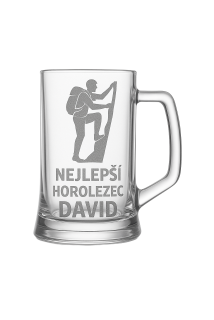 Půllitr s pískovaným motivem "Nejlepší horolezec"