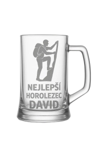 Půllitr s pískovaným motivem "Nejlepší horolezec"