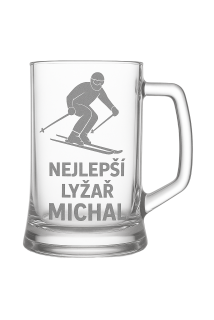 Půllitr s pískovaným motivem "Nejlepší lyžař"