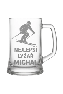 Půllitr s pískovaným motivem "Nejlepší lyžař"