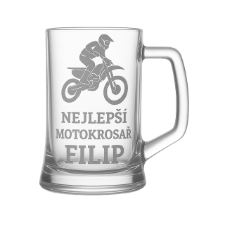 Půllitr s pískovaným motivem "Nejlepší motokrosař"