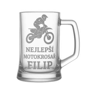 Půllitr s pískovaným motivem "Nejlepší motokrosař"