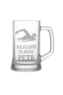 Půllitr s pískovaným motivem "Nejlepší plavec"