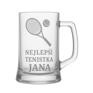 Půllitr s pískovaným motivem "Nejlepší tenistka"