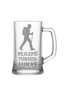 Půllitr s pískovaným motivem "Nejlepší turista"