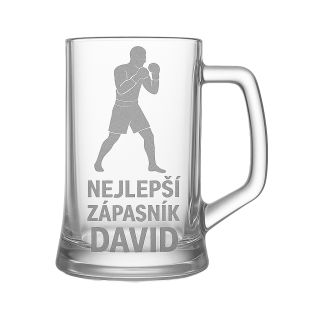 Půllitr s pískovaným motivem "Nejlepší zápasník"