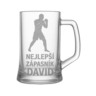 Půllitr s pískovaným motivem "Nejlepší zápasník"