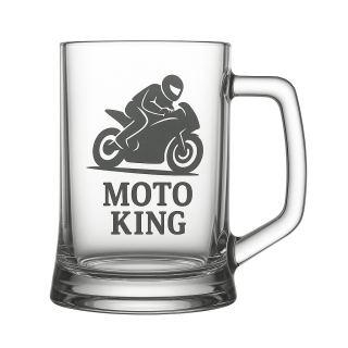 Půllitr s pískovaným motivem "Moto king"