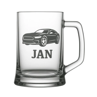 Půllitr s pískovaným motivem "Auto"