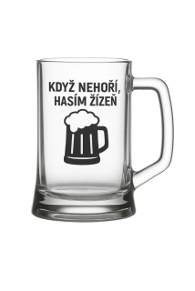 Půllitr s pískovaným motivem "Volný čas hasiče"