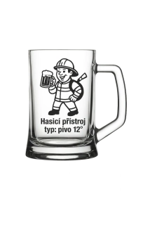 Půllitr s pískovaným motivem "Hasicí přístroj"