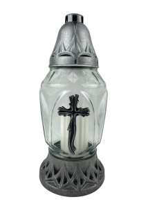 Svícen hřbitovní sklo/pvc 25cm 4