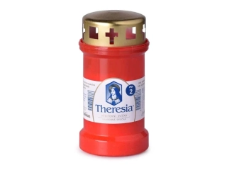Hřbitovní svíčka Theresia s víčkem 170g - 2 dny červená č. 21