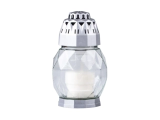 Hřbitovní sklo Bolsius 18 cm vklad 75g - 24h stříbro č. 5