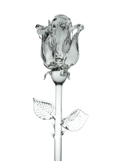 Skleněná růže čirá velká (30 cm) - figurka