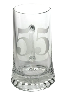 Korbel k 55. narozeninám – skleněný, pískovaný 0,4 l
