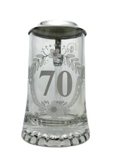 Korbel k 70. narozeninám – skleněný s cínovým víčkem 0,4 l