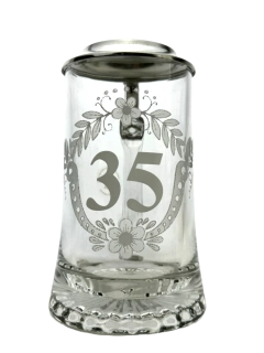 Korbel k 35. narozeninám – skleněný s cínovým víčkem 0,4 l
