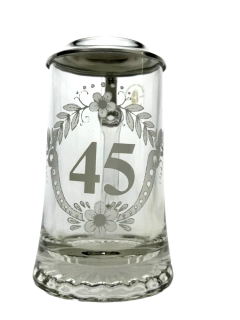 Korbel k 45. narozeninám – skleněný s cínovým víčkem 0,4 l