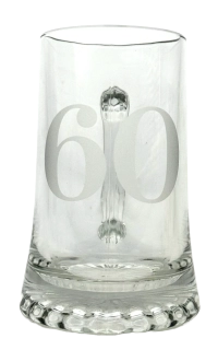Korbel k 60. narozeninám – skleněný, pískovaný 0,4 l