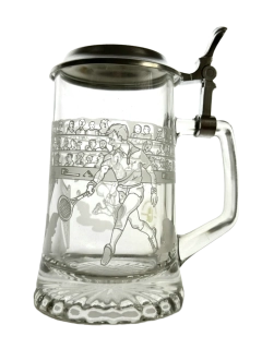 Korbel s motivem tenisty – skleněný s cínovým víčkem 0,4 l